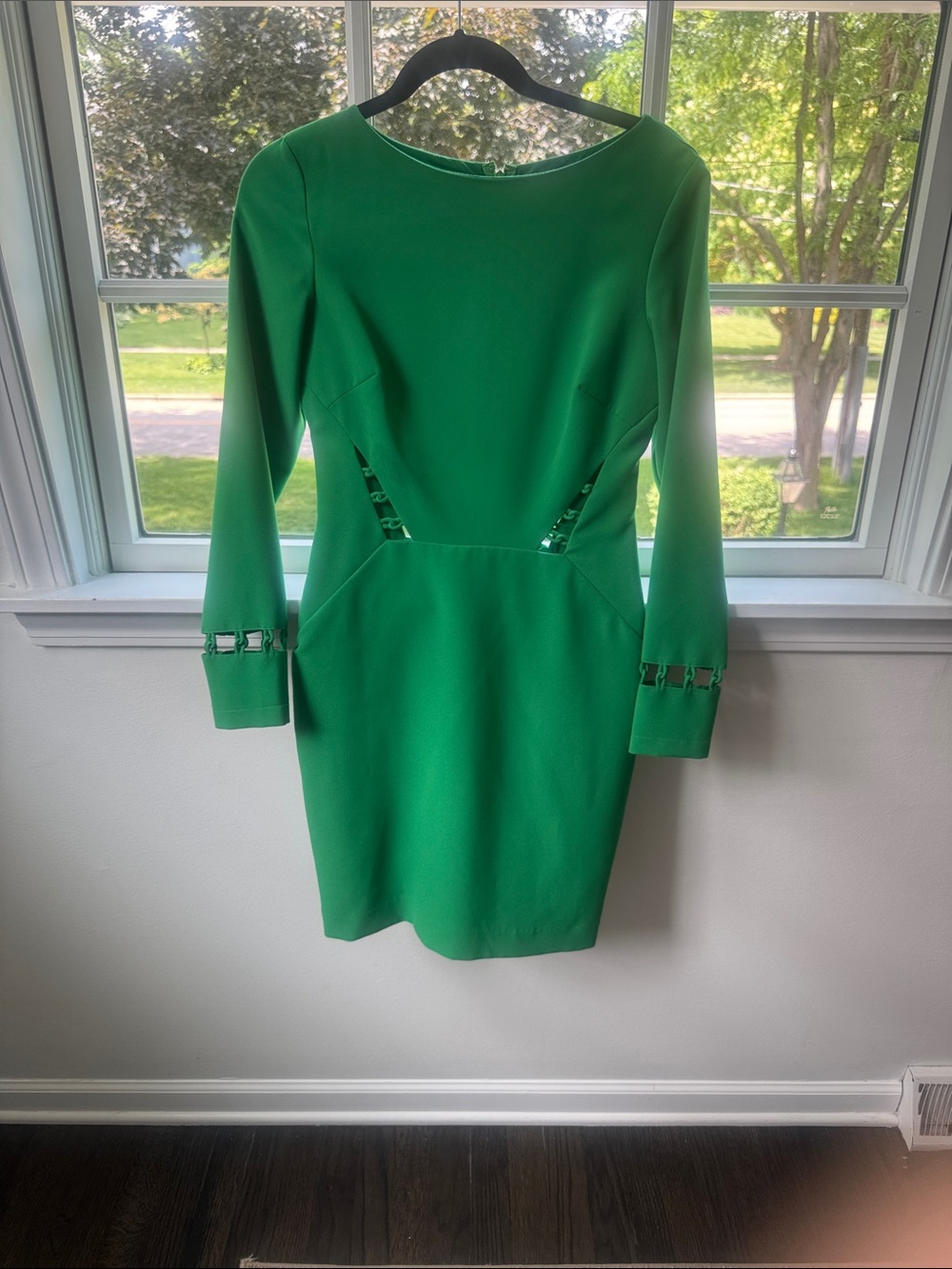 Green Long-Sleeve Ponte Sheath Dress